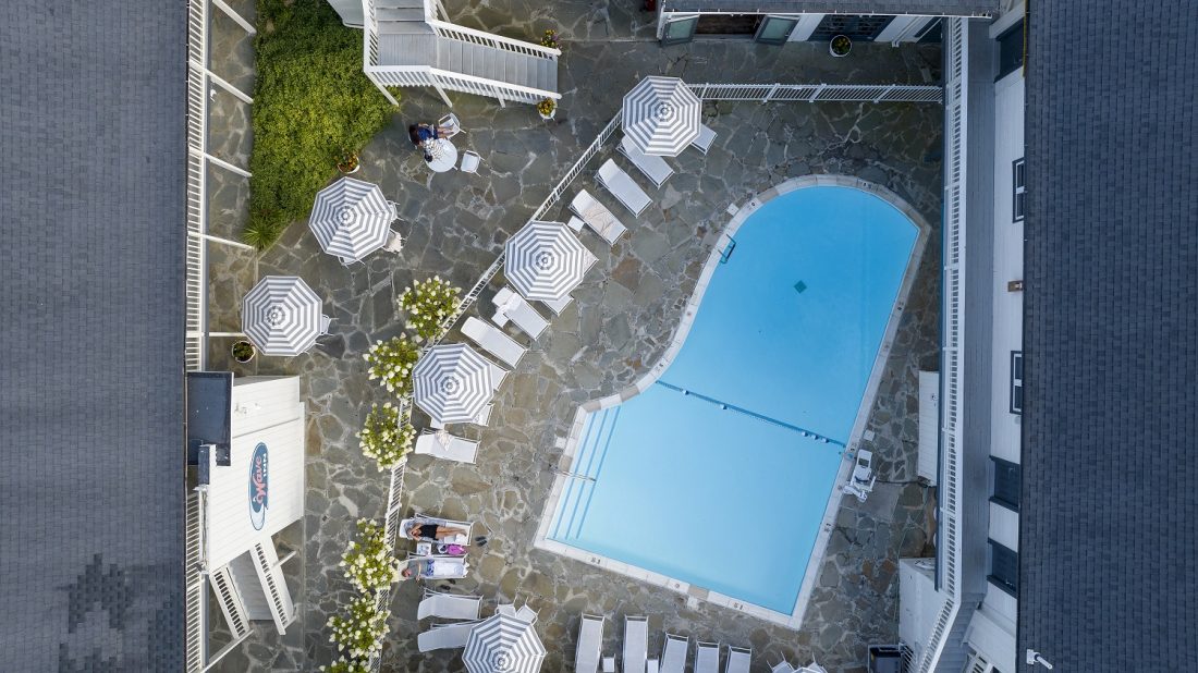 Aerial view of A Wave Inn in Montauk